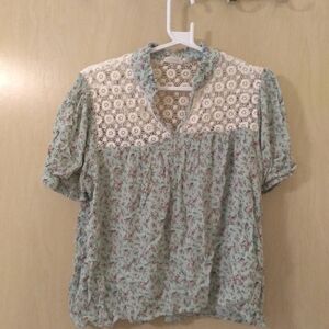 Everleigh Blue Crochet Lace Blouse (M)